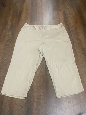 2000s Lane Bryant Beige Solid Capri Pants Women's Plus 20 Cotton Spandex Stretch